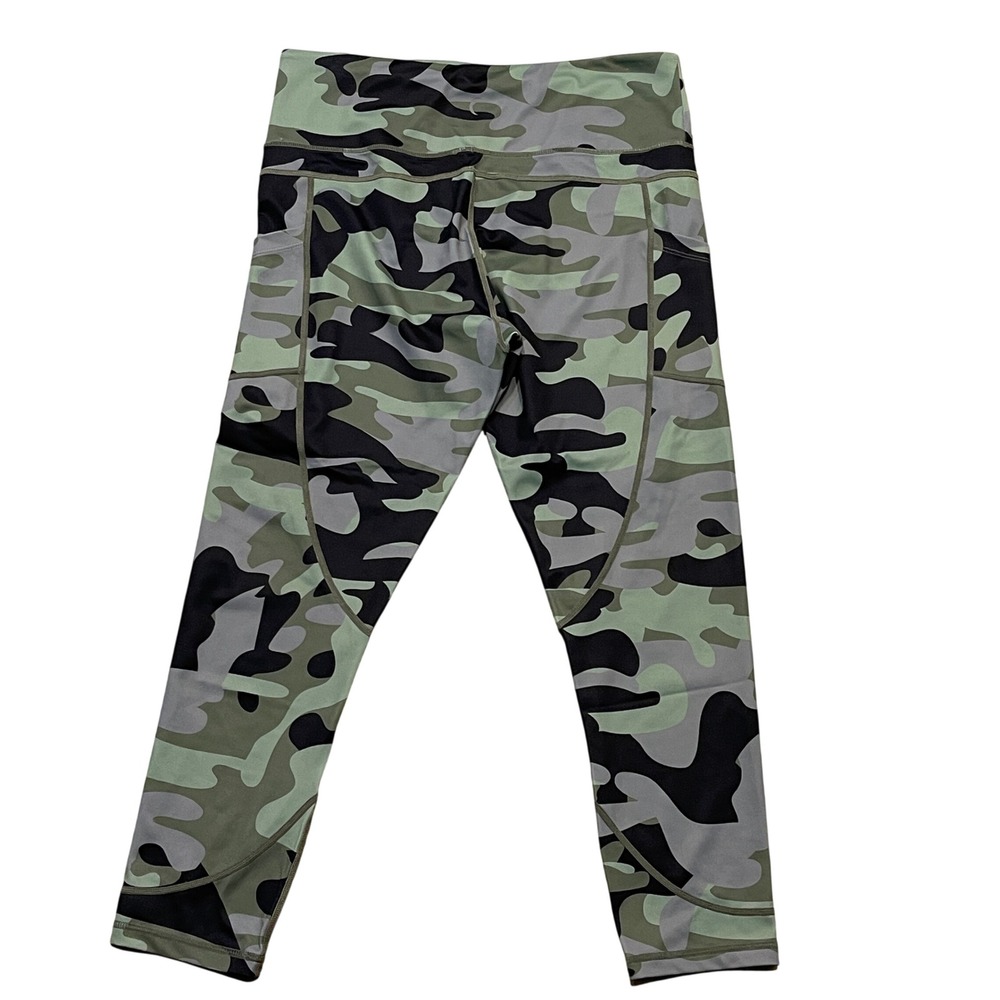 Zyia Active Green Camouflage High Rise Leggings with Pockets Size 14-16 XL - Picture 3 of 6